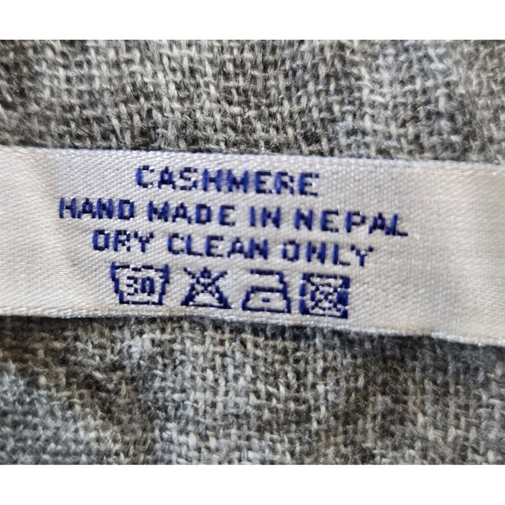 100% Cashmere Scarf Shawl Made in Nepal Gray Woven Long Rectangular 27' X 78" - Picture 4 of 8